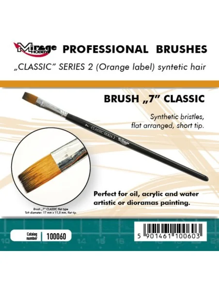 MIRAGE BRUSH FLAT HIGH QUALITY CLASSIC SERIES 2 size 7 - Mirage Hob...