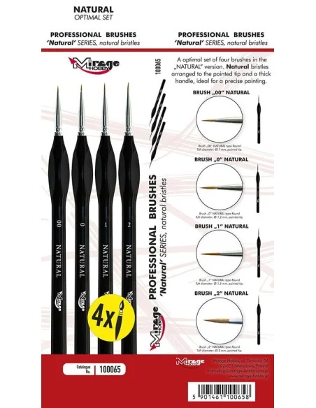 MIRAGE BRUSH OPTIMAL SET of NATURAL [4 x Natural Brush: 00, 0, 1, 2...