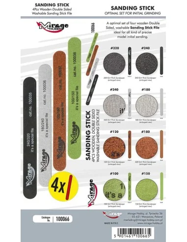 MIRAGE SANDING STICK OPTIMAL SET [4pcs/8 STAGES] - Mirage Hobby 100066