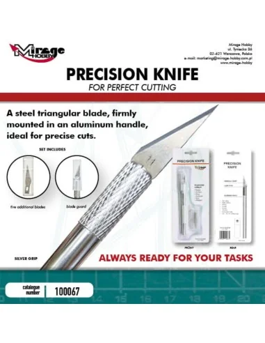 MIRAGE Precision Knife + 5 blades (SILVER) - Mirage Hobby 100067