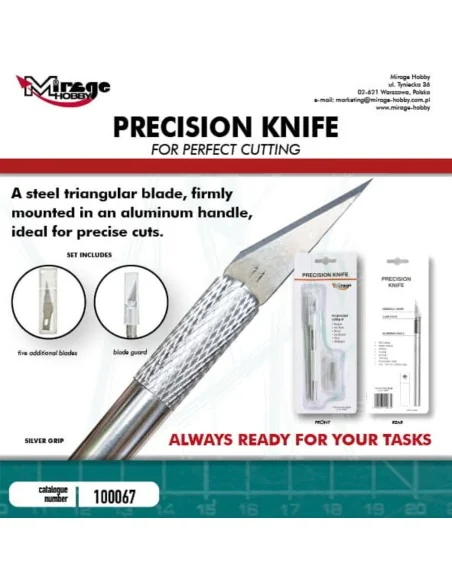 MIRAGE Precision Knife + 5 blades (SILVER) - Mirage Hobby 100067
