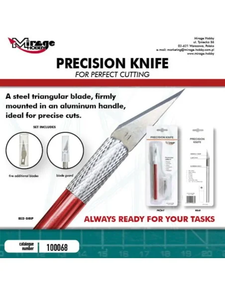 MIRAGE Precision Knife + 5 blades (RED) - Mirage Hobby 100068