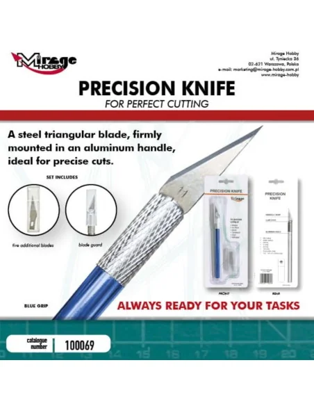 MIRAGE Precision Knife + 5 blades (BLUE) - Mirage Hobby 100069