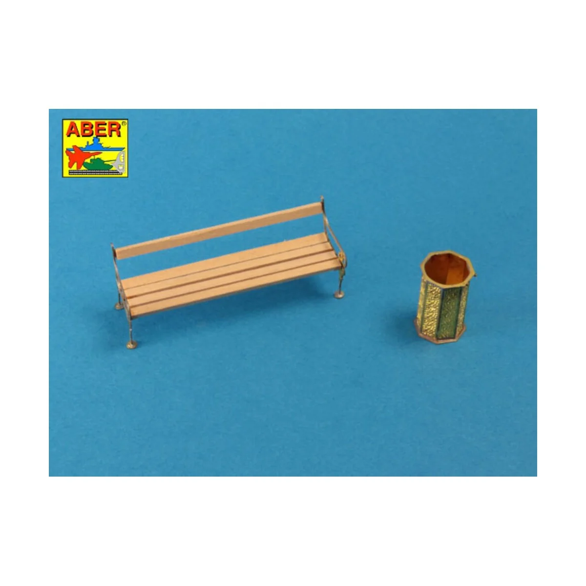 Bench type C & waste basket, 1/35 - Aber Models 35D-18