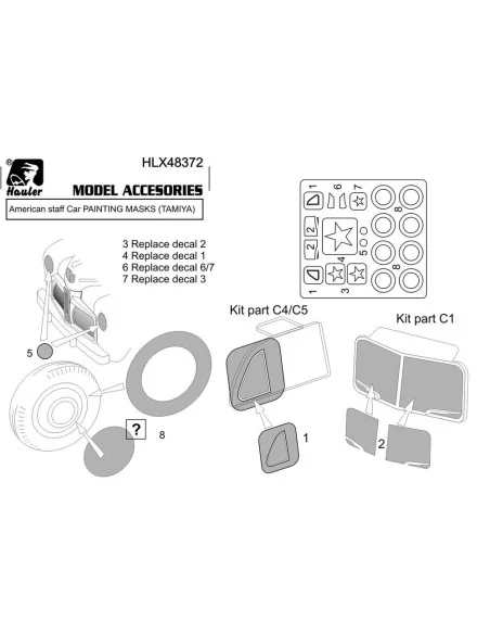 American staff Car PAINTING MASKS (TAMIYA), 1/48 - Hauler HLX48372