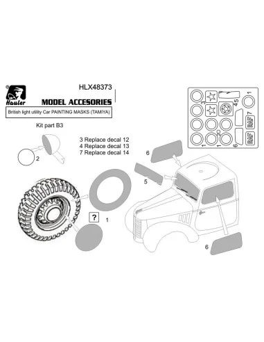 British light utility Car PAINTING MASKS (TAMIYA), 1/48 - Hauler HL...