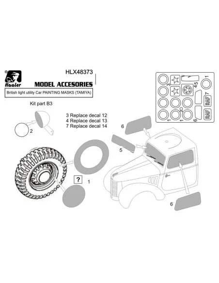 British light utility Car PAINTING MASKS (TAMIYA), 1/48 - Hauler HL...