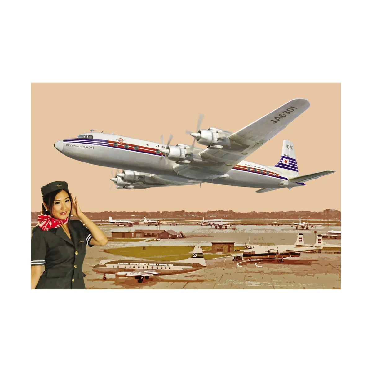 DC-7C Japan Air Lines, 1/144 - Roden 303