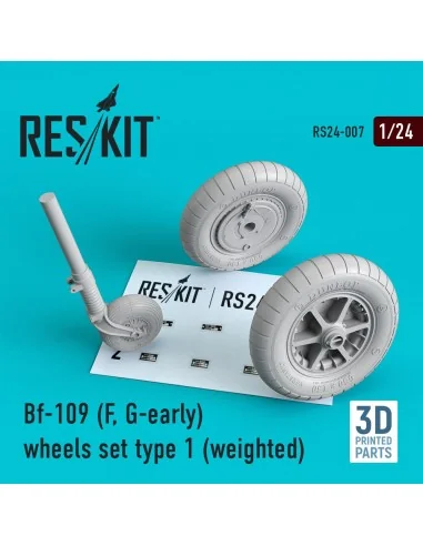Bf-109 (F, G-early) wheels set type 1 (weighted), 1/24 - ResKit Mod...