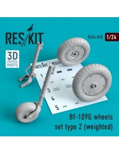 Bf-109G wheels set type 2 (weighted), 1/24 - ResKit Models RS24-0010