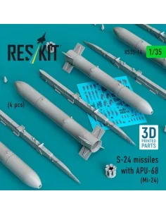 S-24 missiles with APU-68 (4 pcs) (Mi-24) (3D Printed), 1/35 - ResK...