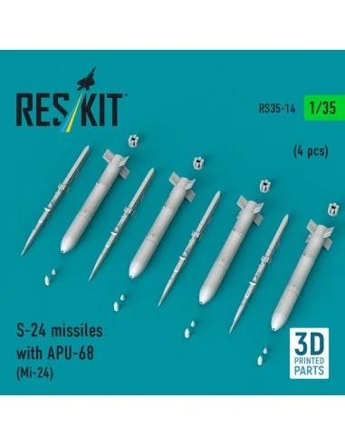 S-24 missiles with APU-68 (4 pcs) (Mi-24) (3D Printed), 1/35 - ResK...