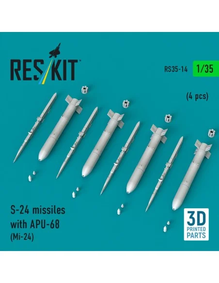 S-24 missiles with APU-68 (4 pcs) (Mi-24) (3D Printed), 1/35 - ResK...
