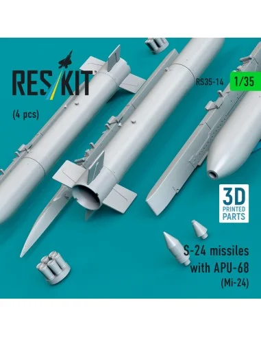 S-24 missiles with APU-68 (4 pcs) (Mi-24) (3D Printed), 1/35 - ResK...