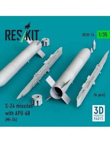 [NO_DESC] S-24 missiles with APU-68 (4 pcs) (Mi-24) (3D Printed), 1...