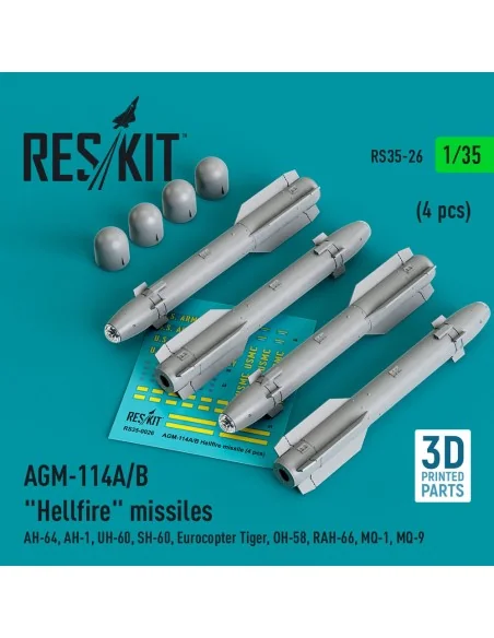 AGM-114A/B Hellfire missiles (4 pcs) (AH-64, AH-1, UH-60, SH-60, Eu...