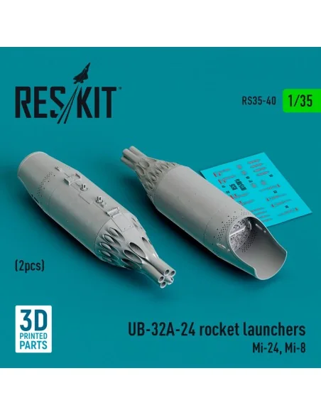 UB-32A-24 rocket launchers (2 pcs) (Mi-24, Mi-8) (3D Printed), 1/35...