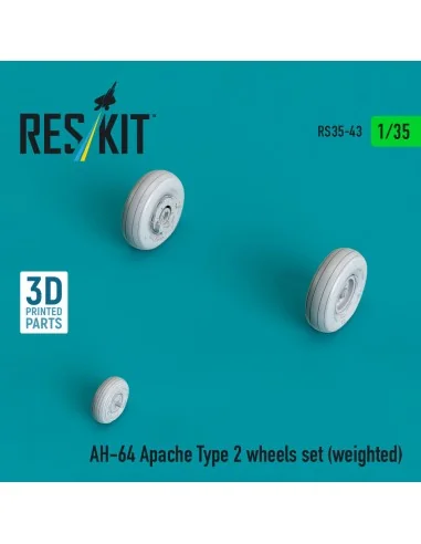 AH-64 Apache type 2 wheels set (weighted) (3D Printed), 1/35 - ResK...