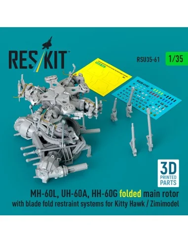 MH-60L, UH-60A, HH-60G folded main rotor with blade fold restraint ...