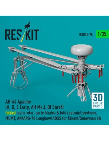 AH-64 Apache (A, D, E Early, AH Mk.I, DI Saraf) folded main rotor, ...