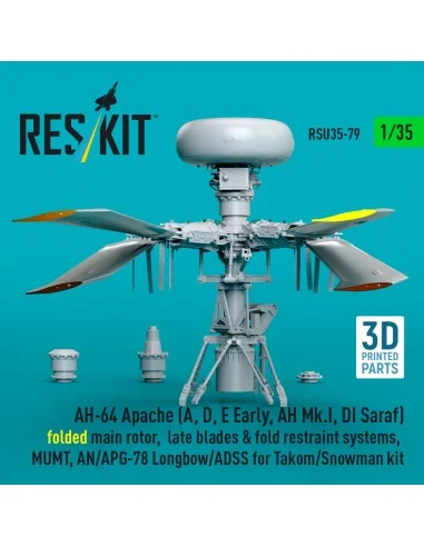 AH-64E late Apache folded main rotor, late blades & fold restraint ...
