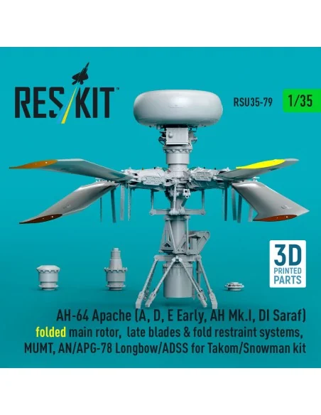 AH-64E late Apache folded main rotor, late blades & fold restraint ...