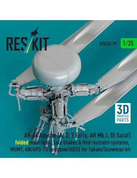 AH-64E late Apache folded main rotor, late blades & fold restraint ...