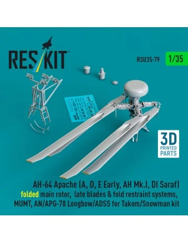 AH-64E late Apache folded main rotor, late blades & fold restraint ...