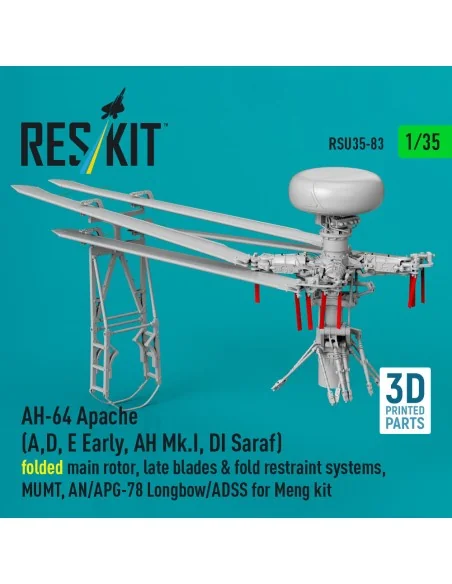 AH-64 Apache (A, D, E Early, AH Mk.I, DI Saraf) folded main rotor, ...