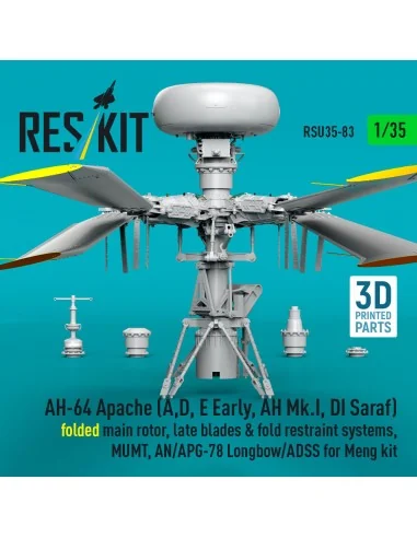 AH-64 Apache (A, D, E Early, AH Mk.I, DI Saraf) folded main rotor, ...