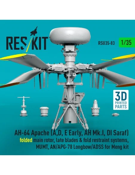 AH-64 Apache (A, D, E Early, AH Mk.I, DI Saraf) folded main rotor, ...