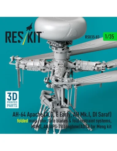 AH-64 Apache (A, D, E Early, AH Mk.I, DI Saraf) folded main rotor, ...