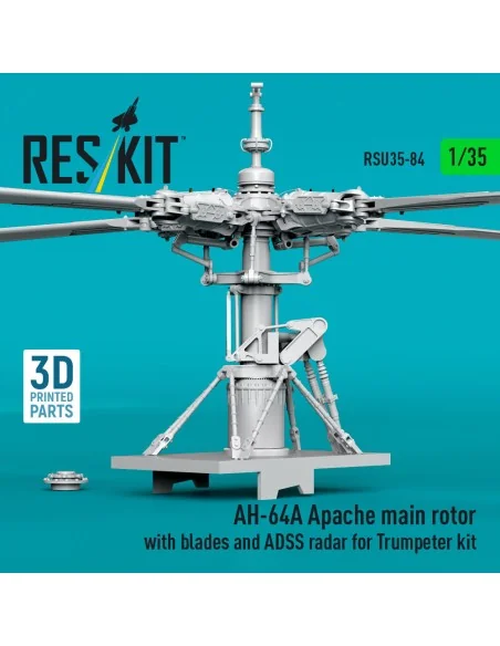 AH-64A Apache main rotor with blades and ADSS radar for Trumpeter k...