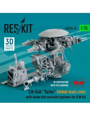 CH-54A Tarhe folded main rotor with blade fold restraint systems fo...