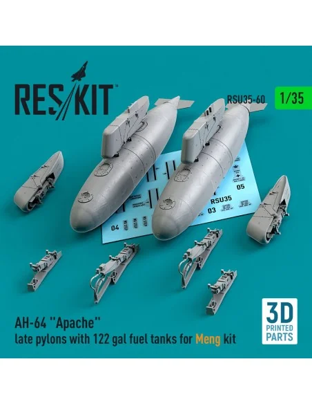 AH-64 Apache late pylons with 122 gal fuel tanks for Meng kit (3D P...