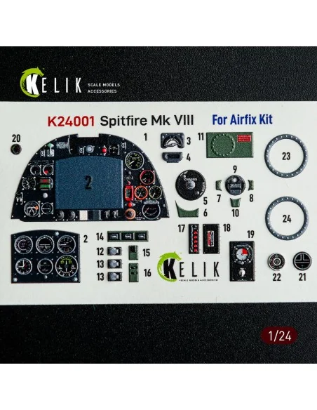 Spitfire Mk VIII interior 3D decals for Airfix kit, 1/24 - Kelik K2...
