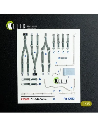 CH-54A Tarhe interior 3D decals for ICM kit, 1/35 - Kelik K35009