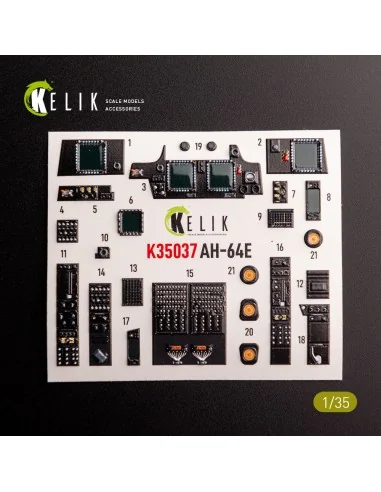 AH-64E Apache interior 3D decals for Takom kit, 1/35 - Kelik K35037