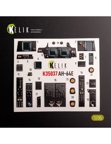 AH-64E Apache interior 3D decals for Takom kit, 1/35 - Kelik K35037