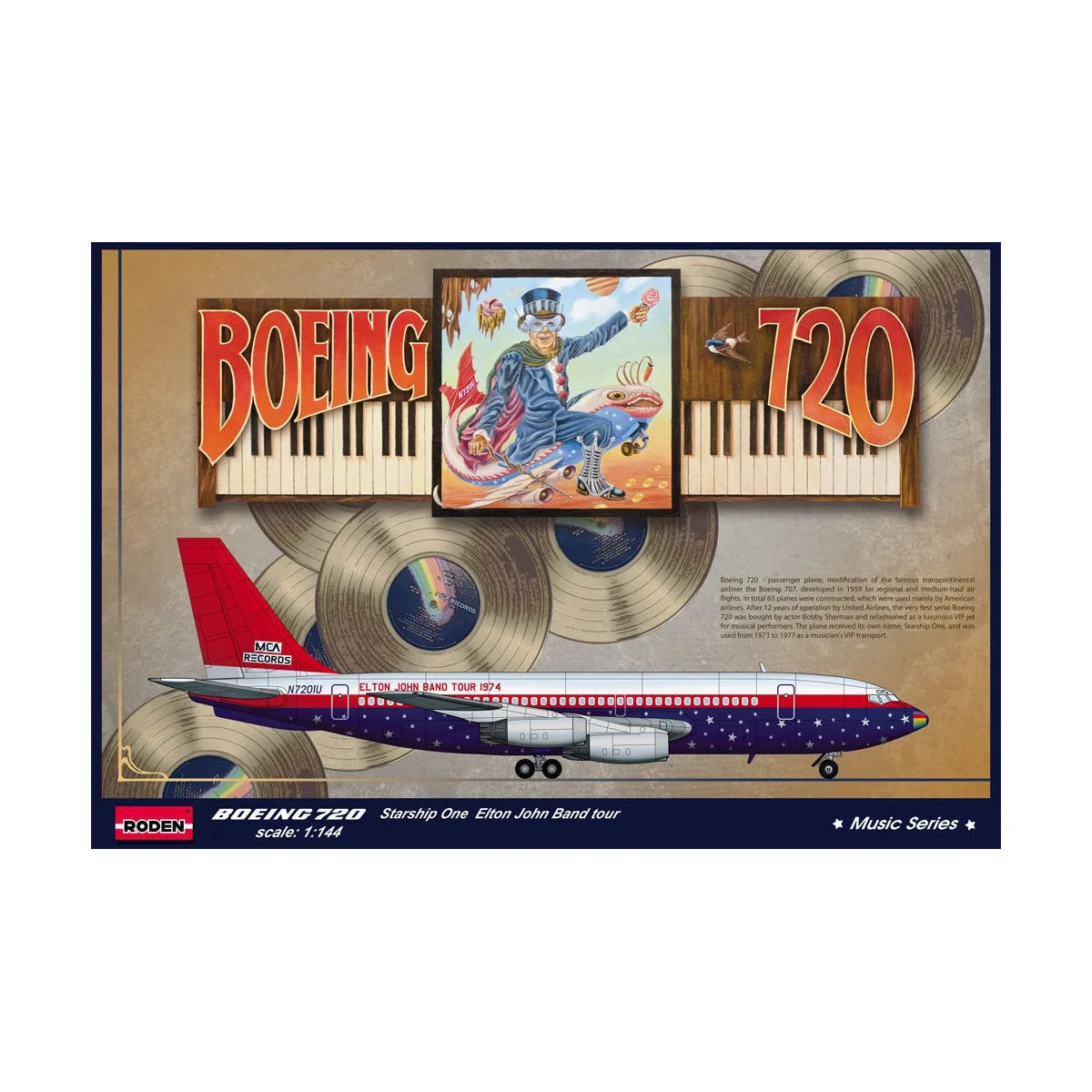 Boeing 720 Elton John 1974, 1/144 - Roden 315