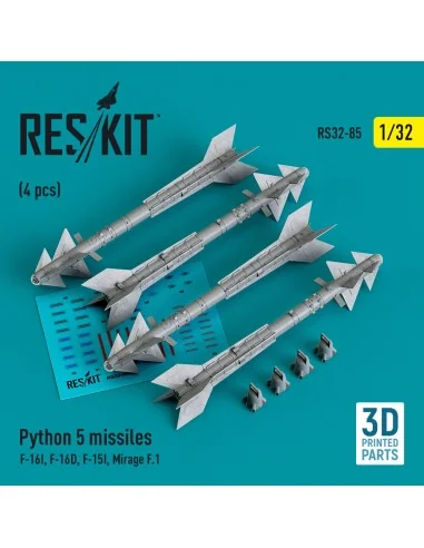 Python 5 missiles (4 pcs) (F-16I, F-16D, F-15I, Mirage F.1) (3D Pri...
