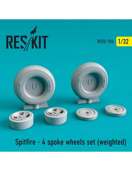Spitfire (4 spoke) wheels set (weighted), 1/32 - ResKit Models RS32...