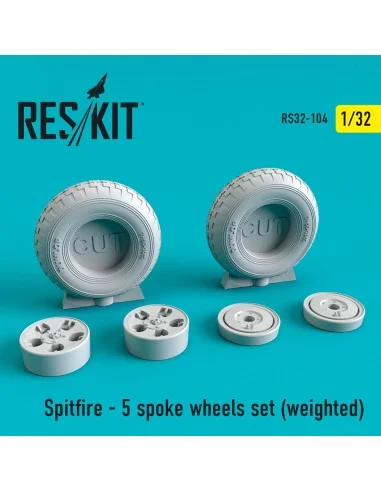 Spitfire (5 spoke) wheels set (weighted), 1/32 - ResKit Models RS32...