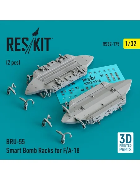 BRU-55 Smart Bomb Racks for F/A-18 (2 pcs) (3D Printed), 1/32 - Res...
