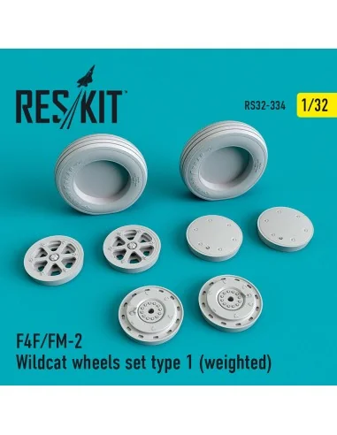 F4F/FM-2 Wildcat wheels set type 1 (weighted), 1/32 - ResKit Models...