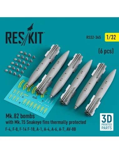 Mk.82 bombs with Mk.15 Snakeye fins thermally protected (6 pcs) (F-...