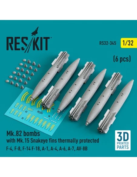 Mk.82 bombs with Mk.15 Snakeye fins thermally protected (6 pcs) (F-...
