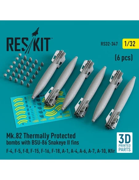 Mk.82 thermally protected bombs with BSU-86 Snakeye II fins (6 pcs)...