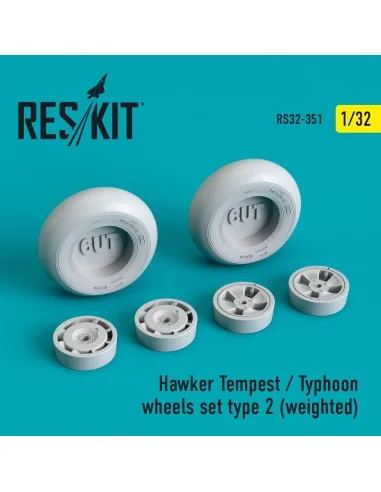 Hawker Tempest/Typhoon wheels set type 2 (weighted), 1/32 - ResKit ...