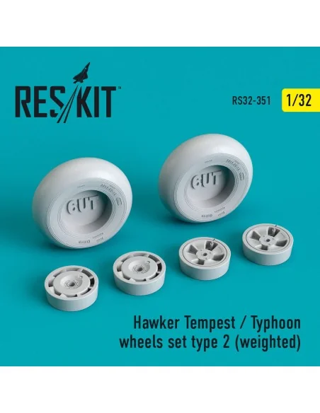 Hawker Tempest/Typhoon wheels set type 2 (weighted), 1/32 - ResKit ...